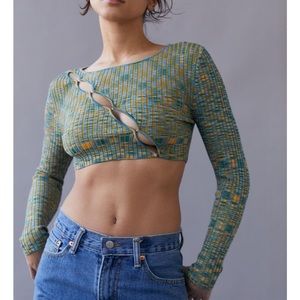 NWOT Urban Outfitters Nicolette Asymmetrical Crop Knit Top